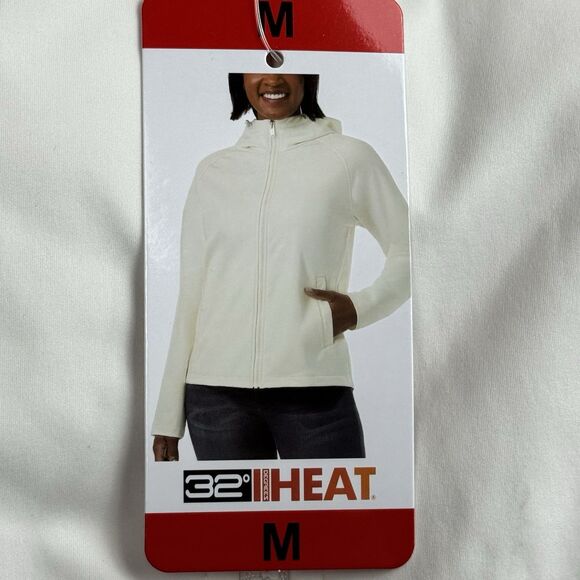 32 Degrees Womens Medium Cream White Softshell Windbreaker Jacket Hooded New - Picture 8 of 11